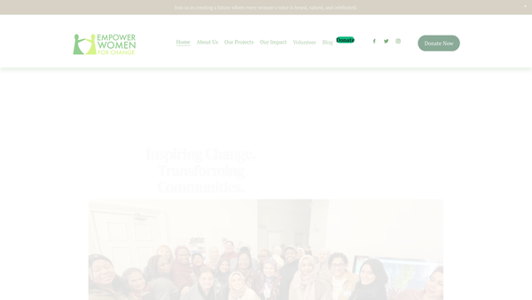 Screenshot of the Empower Women for Change website