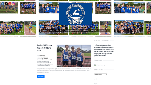 Screenshot of the Kilmarnock Harrier & Athletic Club website