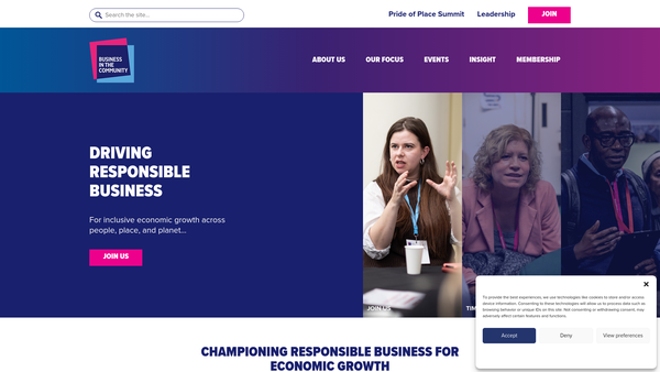Screenshot of the Business in the Community website