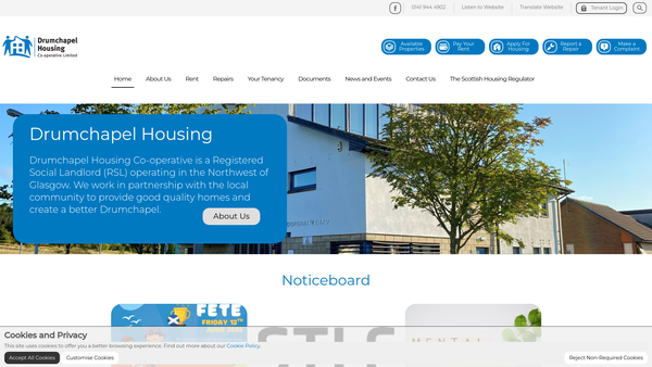 Screenshot of the Drumchapel Housing Co-operative Limited website