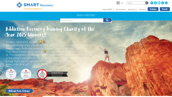 Screenshot of the UK Smart Recovery website