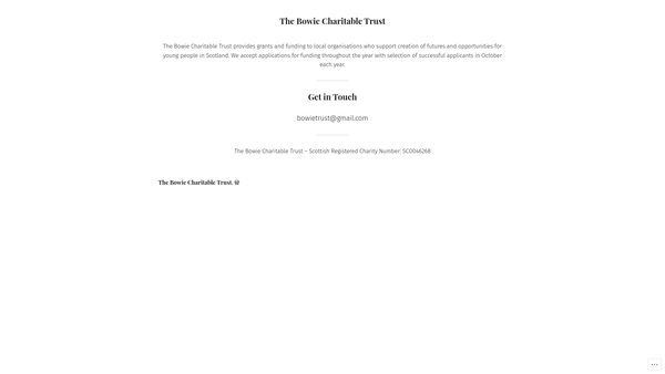 Screenshot of the The Bowie Charitable Trust website