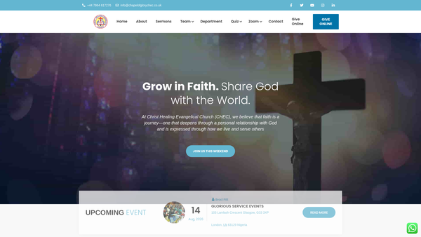 Screenshot of the Christ Healing Evangelical Chapel website