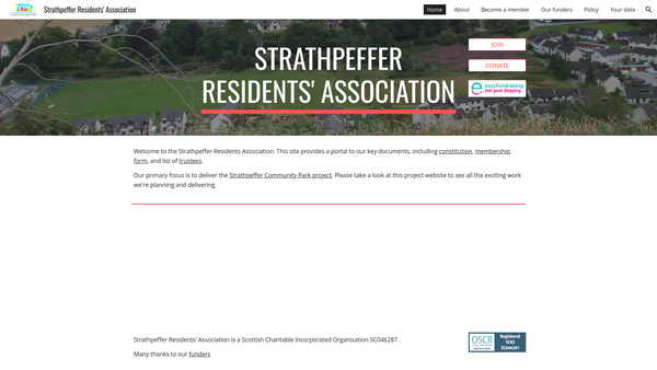 Screenshot of the Strathpeffer Residents Association website