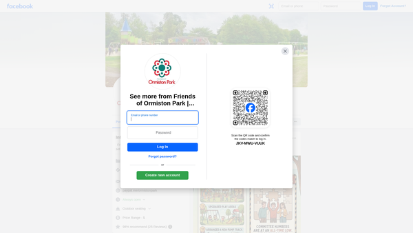 Screenshot of the Friends of Ormiston Park website