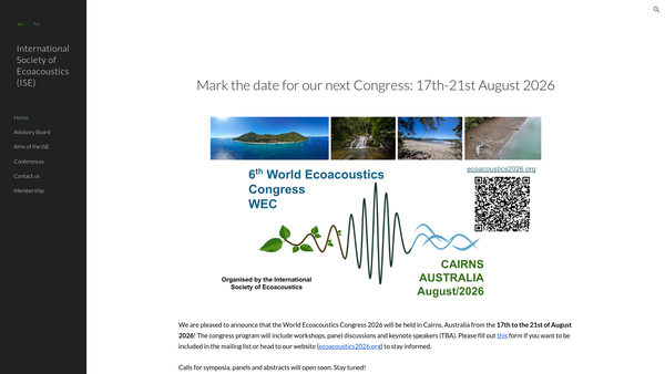 Screenshot of the International Society of Ecoacoustics website