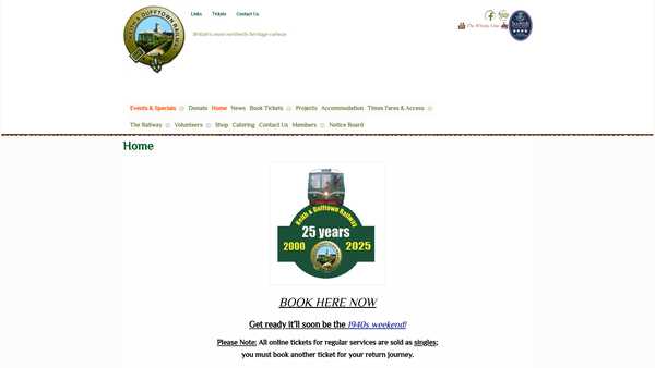 Screenshot of the Keith & Dufftown Railway Association website