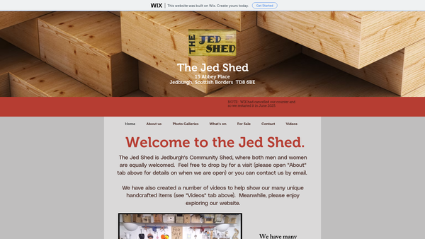 Screenshot of the The Jed Shed website