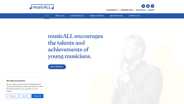 Screenshot of the musicALL website
