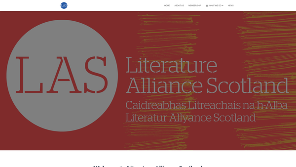 Screenshot of the Literature Alliance Scotland website