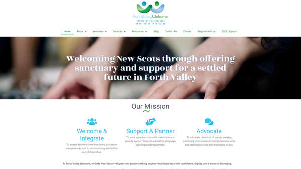 Screenshot of the Forth Valley Welcome website