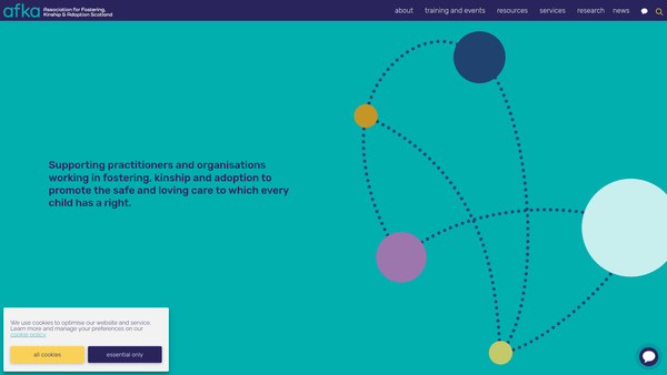 Screenshot of the Association for Fostering, Kinship and Adoption Scotland website