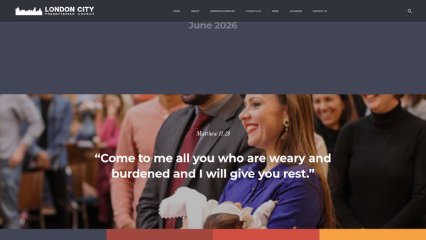 Screenshot of the London City Presbyterian Church website