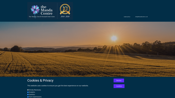 Screenshot of the The Manda Centre website
