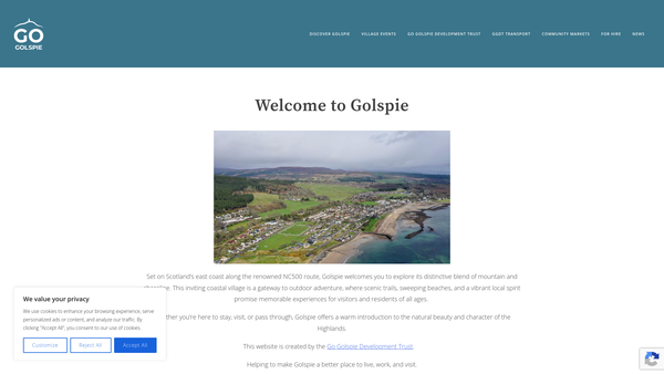 Screenshot of the Go Golspie website