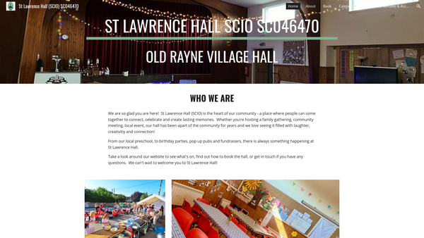 Screenshot of the St Lawrence Hall Old Rayne (SCIO) website