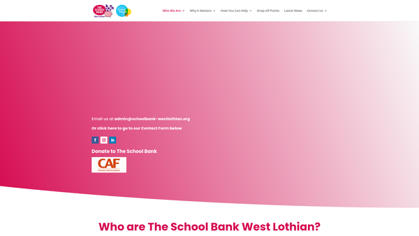 Screenshot of the The School Bank West Lothian website