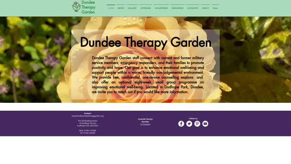 Screenshot of the Dundee Therapy Garden website