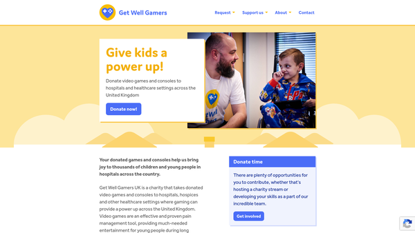 Screenshot of the Get-Well Gamers UK website