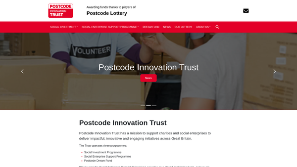Screenshot of the Postcode Innovation Trust website