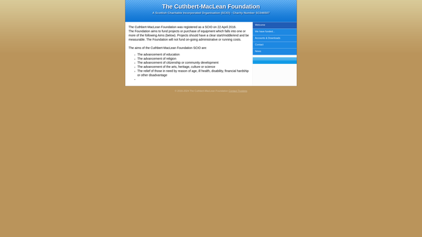 Screenshot of the The Cuthbert-MacLean Foundation website