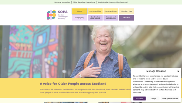 Screenshot of the Scottish Older People's Assembly website