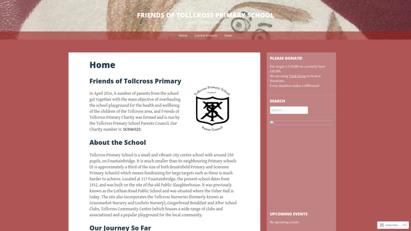 Screenshot of the Friends of Tollcross Primary School website