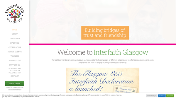 Screenshot of the Interfaith Glasgow website