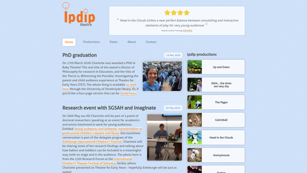 Screenshot of the Ipdip Theatre website