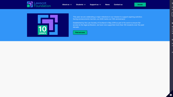 Screenshot of the Law Society of Scotland Educational Foundation website