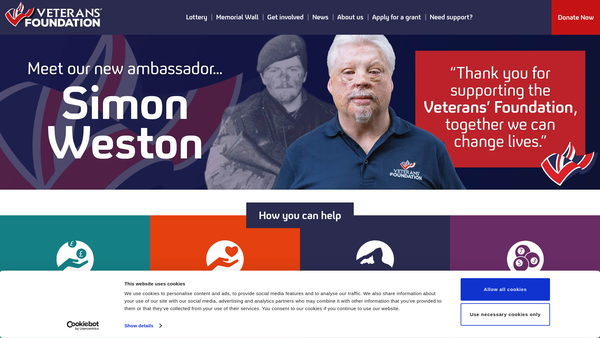 Screenshot of the The Veterans' Foundation website