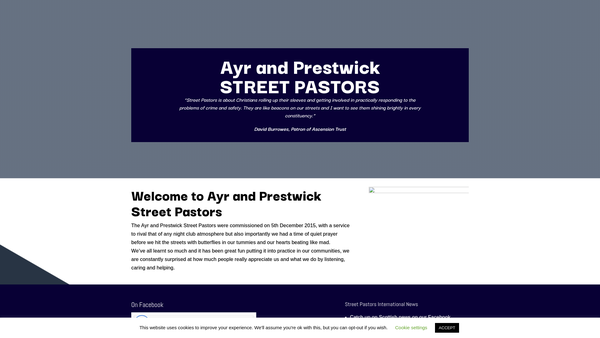 Screenshot of the Ayrshire Street Pastors (SCIO) website