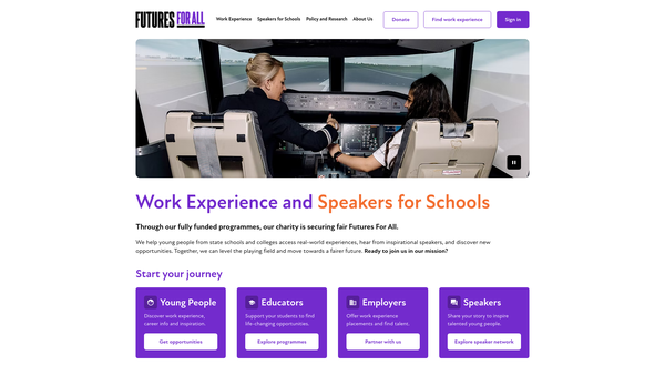 Screenshot of the Speakers for Schools website