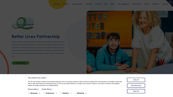 Screenshot of the Better Lives Partnership website