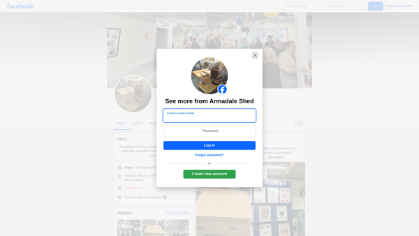 Screenshot of the Armadale Shed website