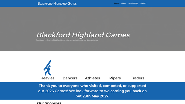 Screenshot of the Blackford Highland Games SCIO website