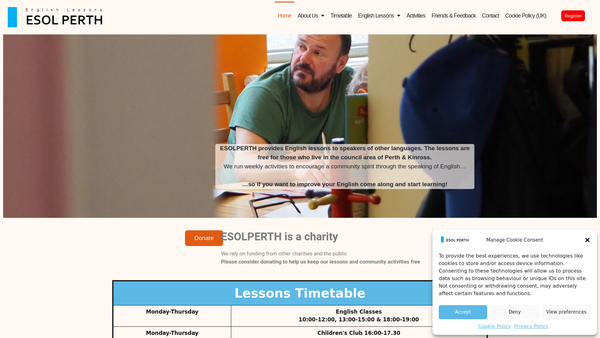 Screenshot of the Esolperth (SCIO) website