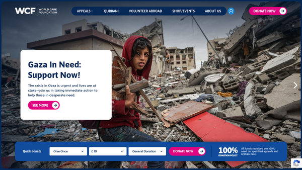 Screenshot of the World Care Foundation website