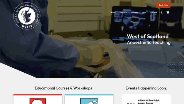 Screenshot of the West of Scotland Anaesthetic Teaching website