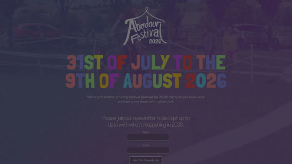 Screenshot of the Aberdour Festival Ltd website