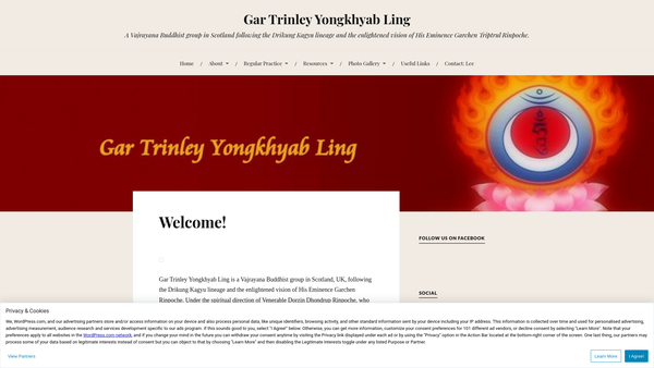 Screenshot of the Gar Trinley Yongkhyab Ling website