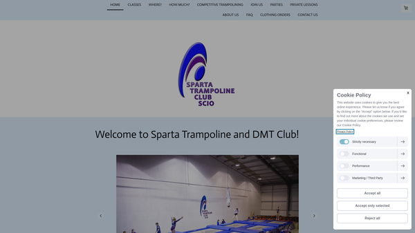 Screenshot of the Sparta Trampoline Club SCIO website