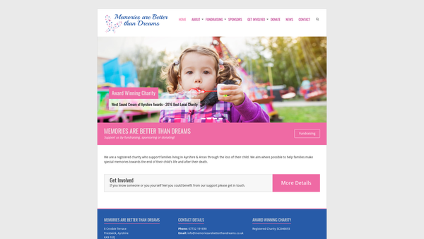 Screenshot of the Memories are Better than Dreams website