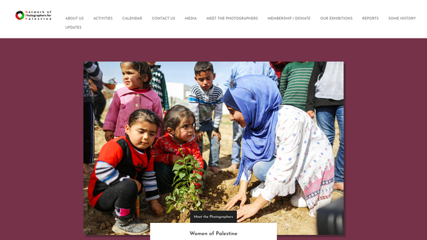 Screenshot of the Network of Photographers for Palestine website