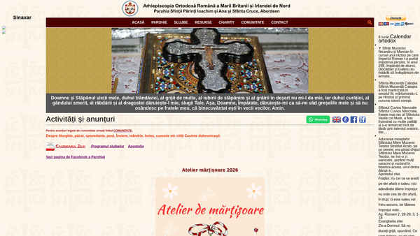Screenshot of the The Romanian Christian Orthodox Church Saints Joachim and Anna in Aberdeen website