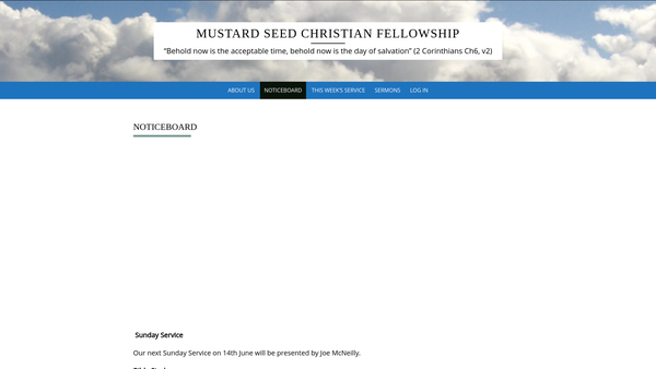 Screenshot of the Mustard Seed Christian Fellowship website
