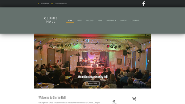 Screenshot of the Clunie Hall Association website