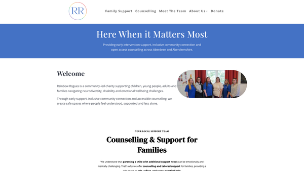 Screenshot of the Rainbow Rogues website