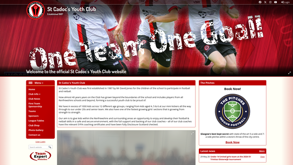 Screenshot of the St Cadocs Youth Club (SCIO) website