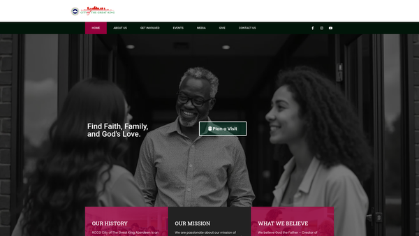 Screenshot of the RCCG- City of the Great King website